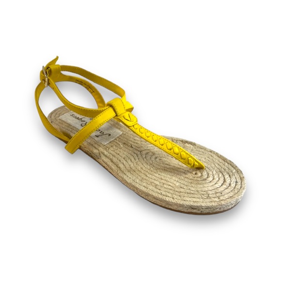 JACK ROGERS Yellow Ankle Strap Sandals with woven Jute Footbed NWT BOX 6.5M - Picture 9 of 16